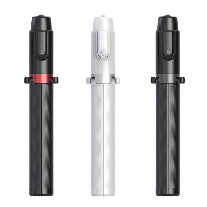 Factory direct sales of high-quality portable all-in-one wireless tripod, Bluetooth remote control, black mobile phone selfie stand, telescopic pole, cross-border details Picture