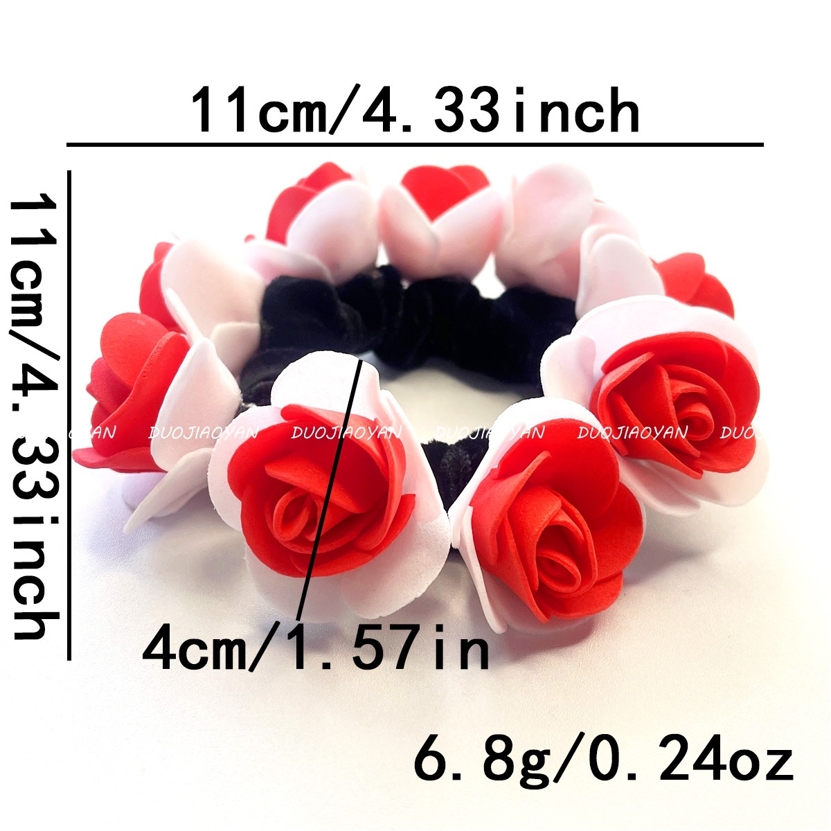 New cross-border foam rose hair band, realistic three-dimensional flower headwear, bun hairstyle, high-elasticity hair tie in stock for women Item Picture