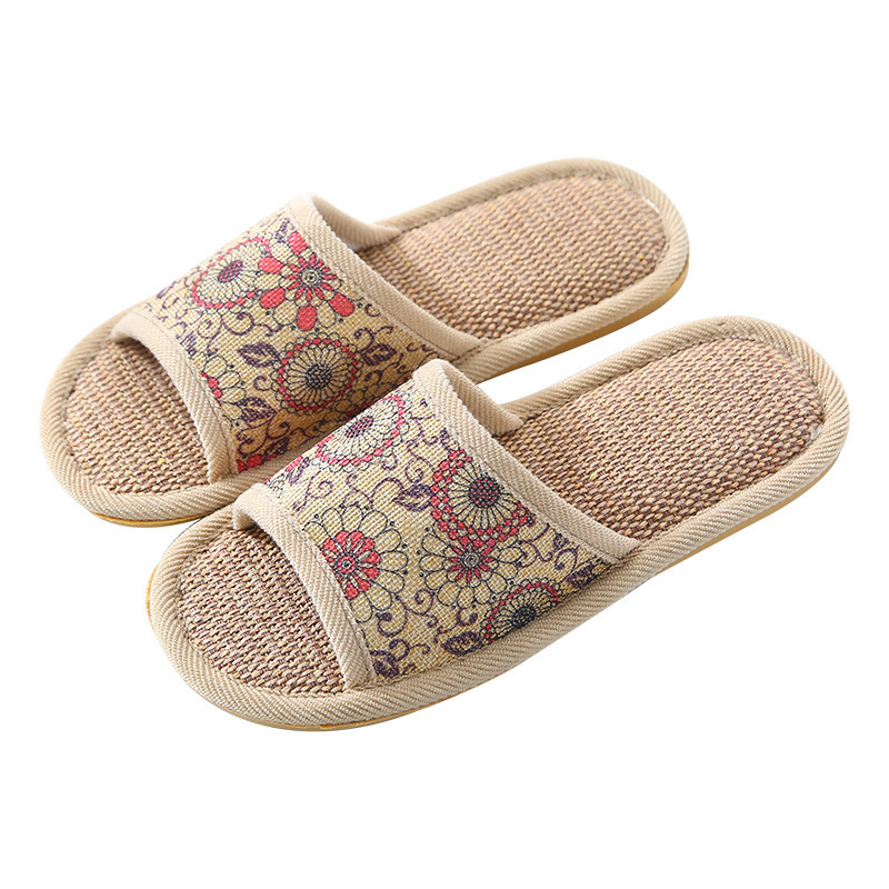 Linen slippers for women are cute all year round, indoor anti-slip home, home wheels, cotton and linen couple, soft-soled cool slippers for men, spring and autumn Item Picture