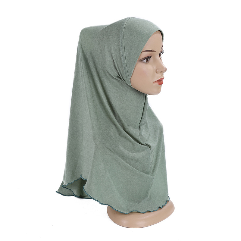New Tao Yarn Children Adult Malaysia Headscarf Cross-Border Hot Selling Pure Color Simple Gauze Scarf H120 details Picture