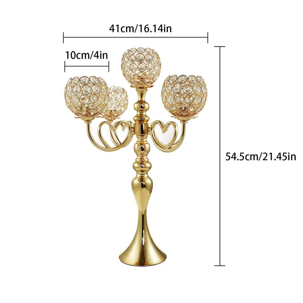 New wedding prop, 5-head candlestick, European-style light luxury candlestick handicraft, romantic family and friends gathering meal. Specification image