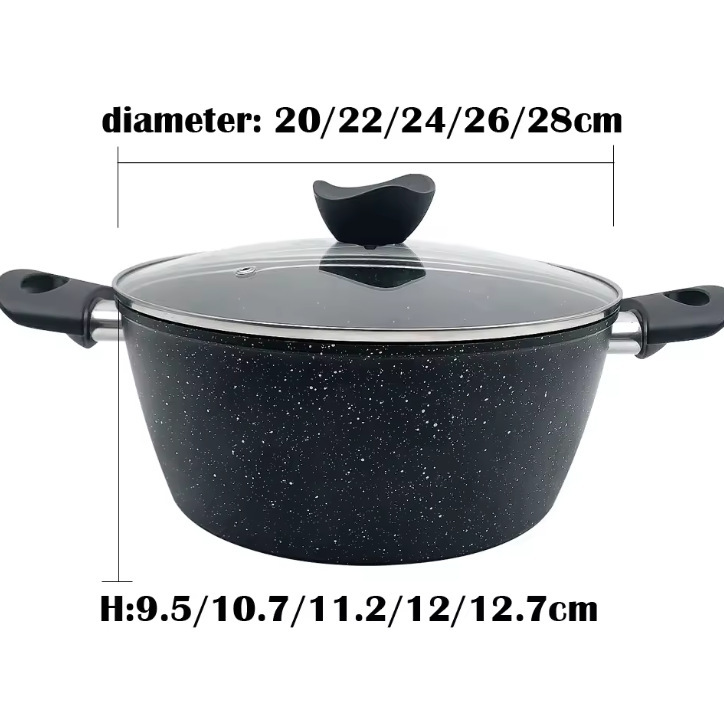 Cooking Big Emperor Pan Household Xj33bt Double Ear Soup Pot Set With Cover Non-Stick Frying Pan Instant Noodles Breakfast Fried Egg Auxiliary Food Pan Specification drawing