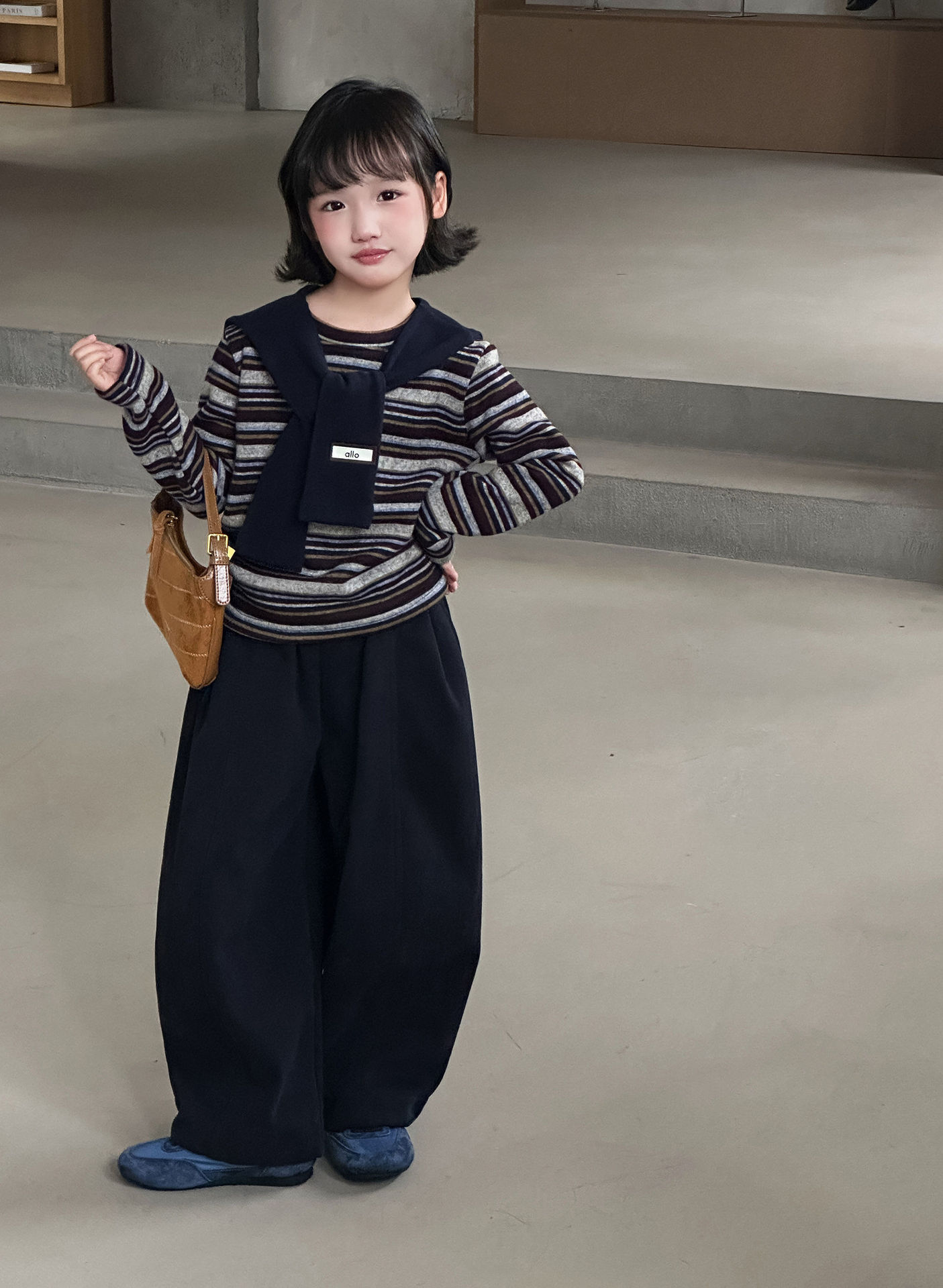 女童长袖t恤秋冬加绒内搭儿童德绒上衣小女孩洋气条纹打底衫韩系详情12
