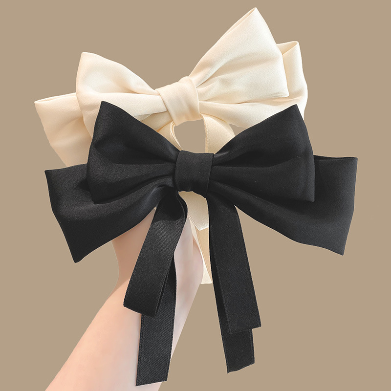 Black Big Bow Hair Accessories High-End Hair Clip Back Of The Head High-Grade Ribbon Headwear 2022 New Hair Card Women details Picture