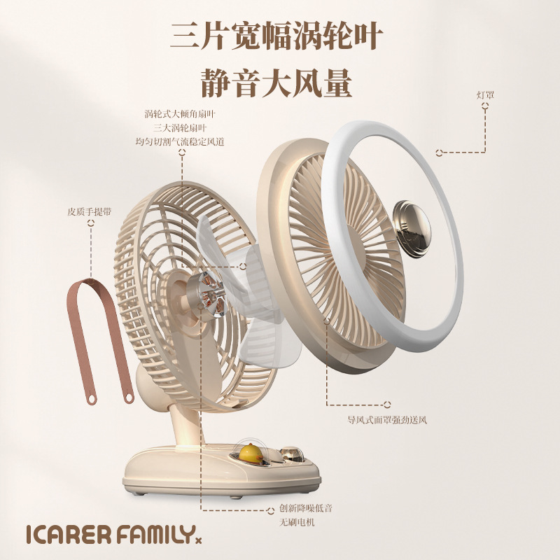 2023 New outdoor household wall hanging shaking head fan USB charging summer burst three-speed wind mini fan Application Scenario