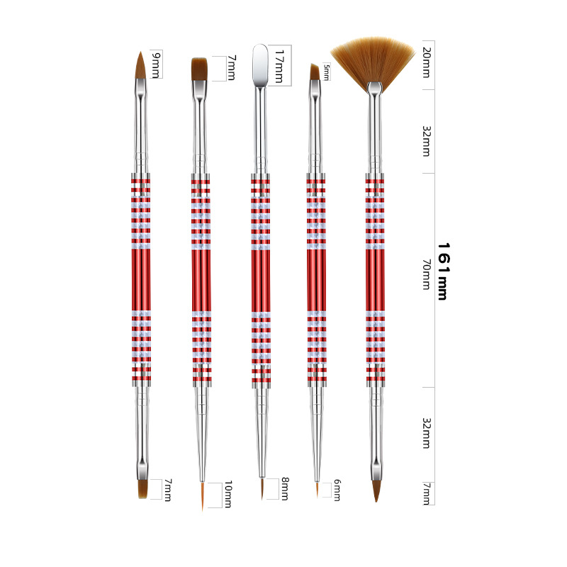 Nail brush set of 5 pieces, painting pen, nail pen, double-headed nail brush, engraved pen in stock, shanilak Item Picture