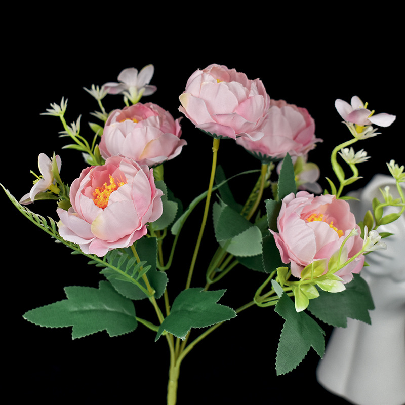 5 Small Peony Simulation Flower Home Tabletop Decoration Flower Table Decoration Wholesale Specification drawing