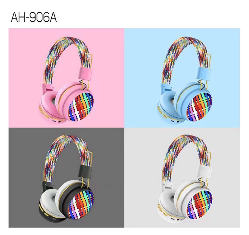 Nuevo AH-906A rainbow compilación cartoon headset bluetooth auriculares auriculares inalámbricos auriculares estéreo regalos al por mayor details Picture