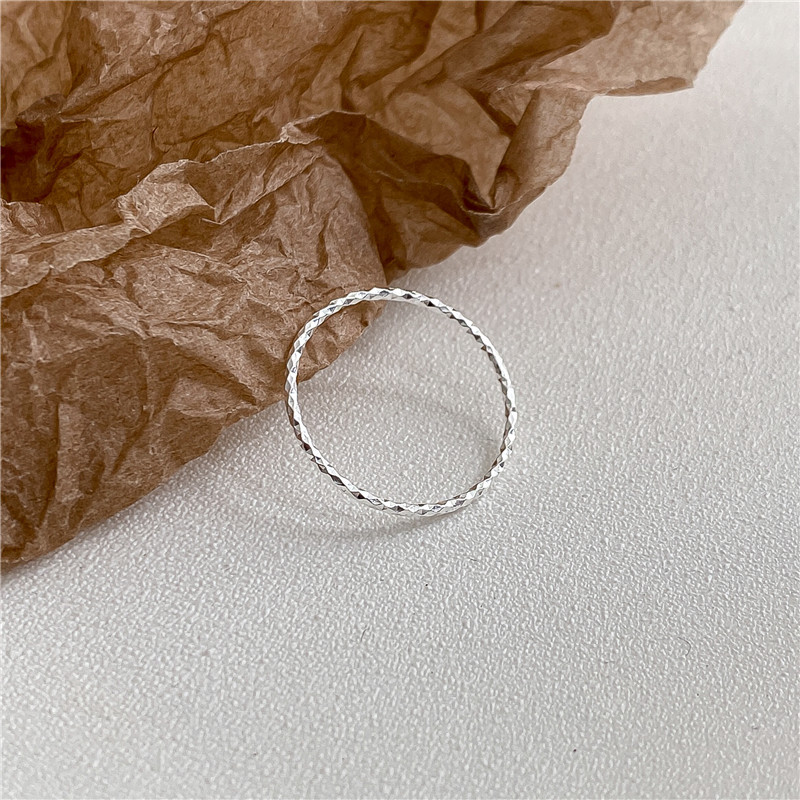 白银色敲闪S925纯银个性车花戒指女时尚韩版指环潮人手饰品批发