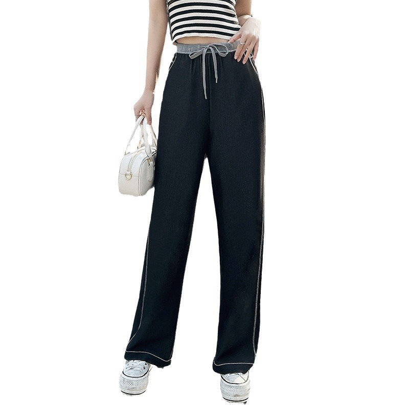 2025 Spring/Summer Cotton Basha jeans, loose straight-leg, sporty, casual, high-end, wide-leg, thin pants for women Item Picture