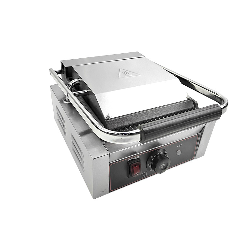 Commercial pressure plate grill, electric single plate, double plate, sandwich, steak-frying machine, pressure striped panini machine, full pit on top and bottom Item Picture