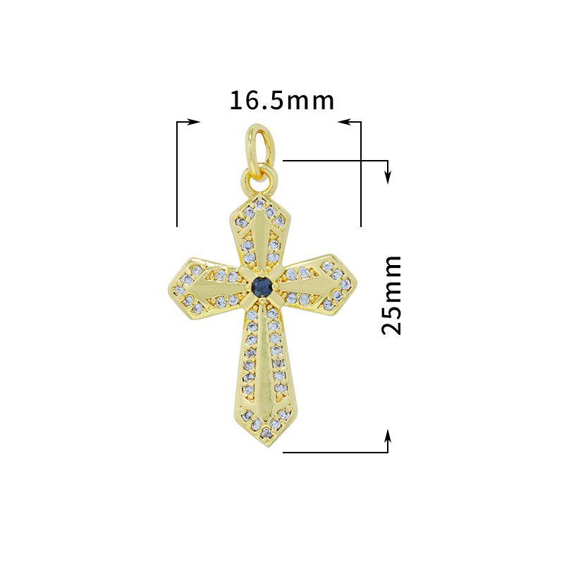 Diy Micro-Inset Zircon Copper Jewelry Accessories 18K Gold Electroplated Cross Series Pendant Accessories Item Picture