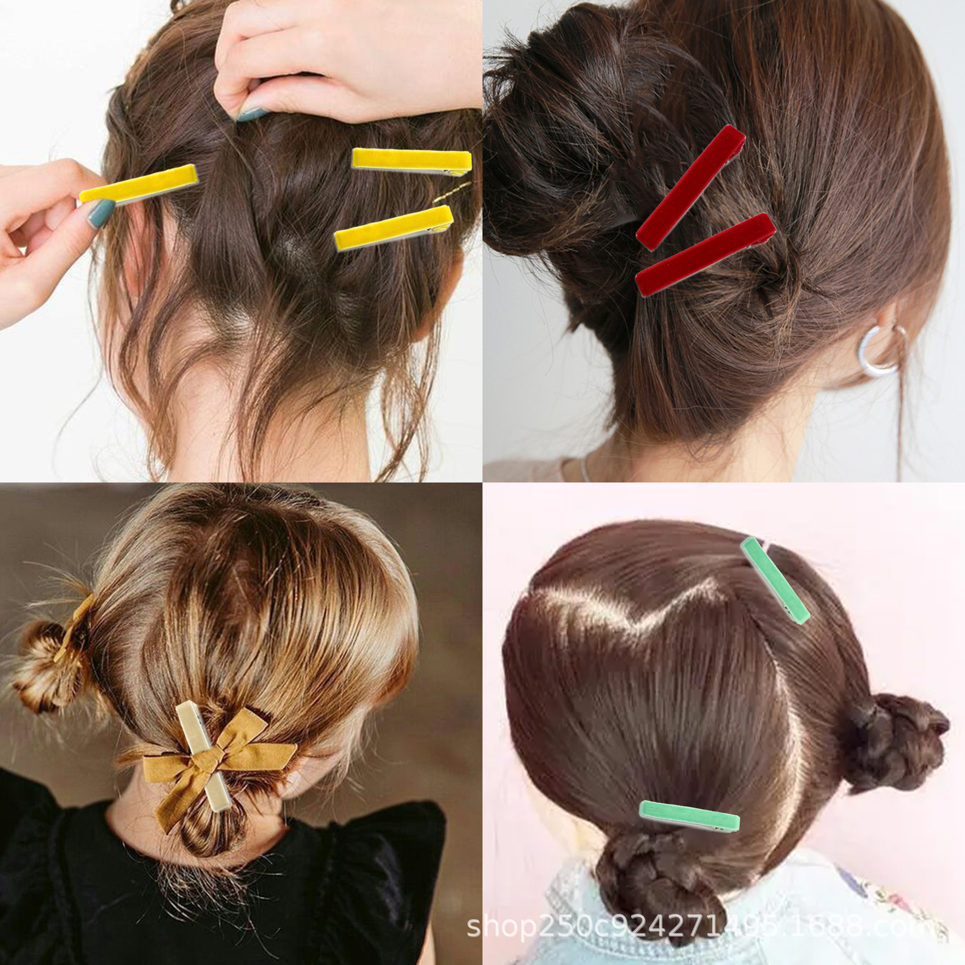 DIY children's hair clips, new velvet 5CM semi-wrapped hair clips, Korean double clips, duckbill clips, flocking hair clips, source details Picture