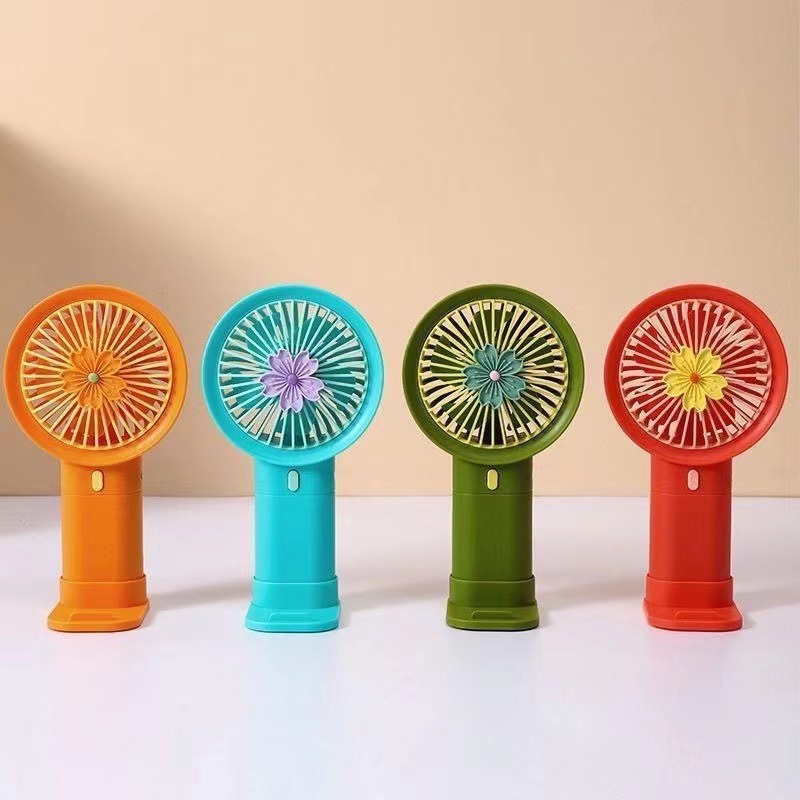 Desktop Stand Small Fan Handheld Portable Is A Fan Charging Flower Five-Leaf Travel Fan Carrying Phone Holder details Picture