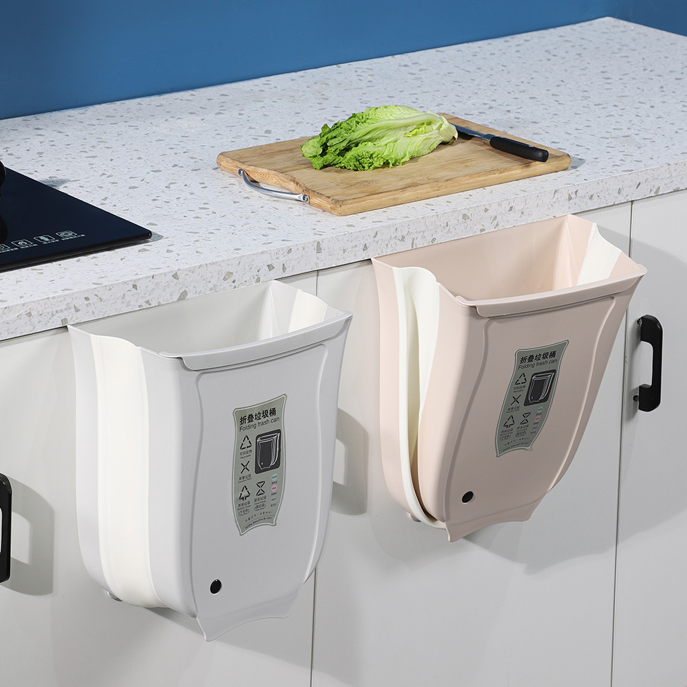 Creative classification folding wall-mounted trash can for paper basket storage, household cabinet door hanging kitchen waste Specification drawing