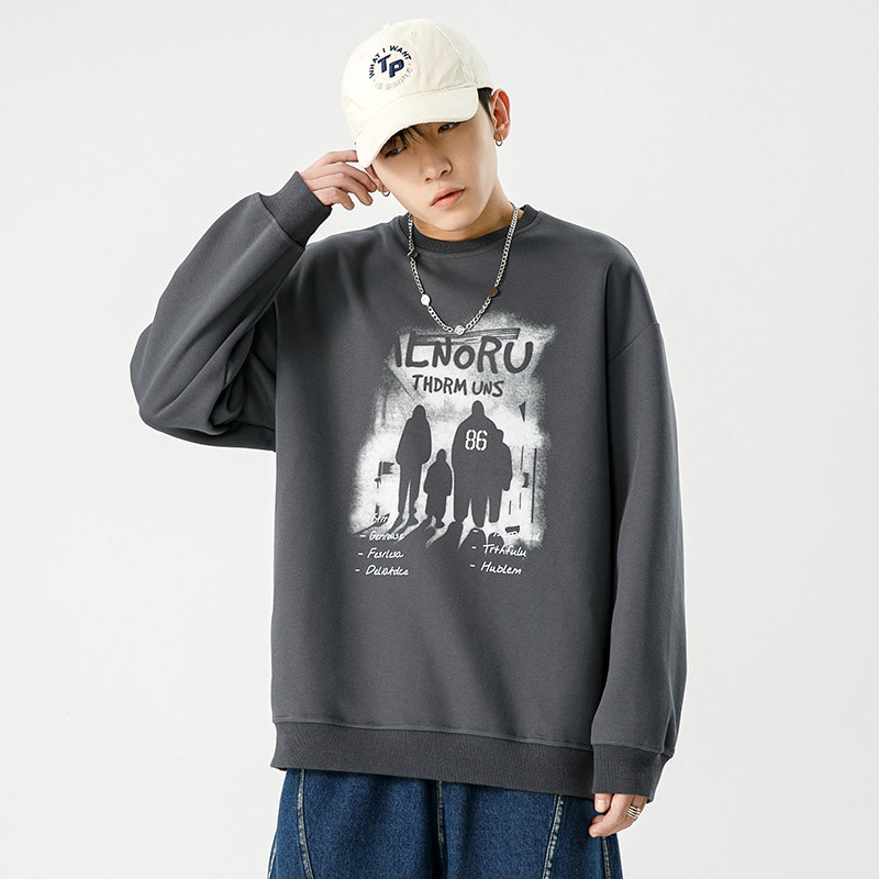 New men's long-sleeved T-shirt for warm spring and autumn, a trendy men's brand with a loose cotton base layer Application Scenario