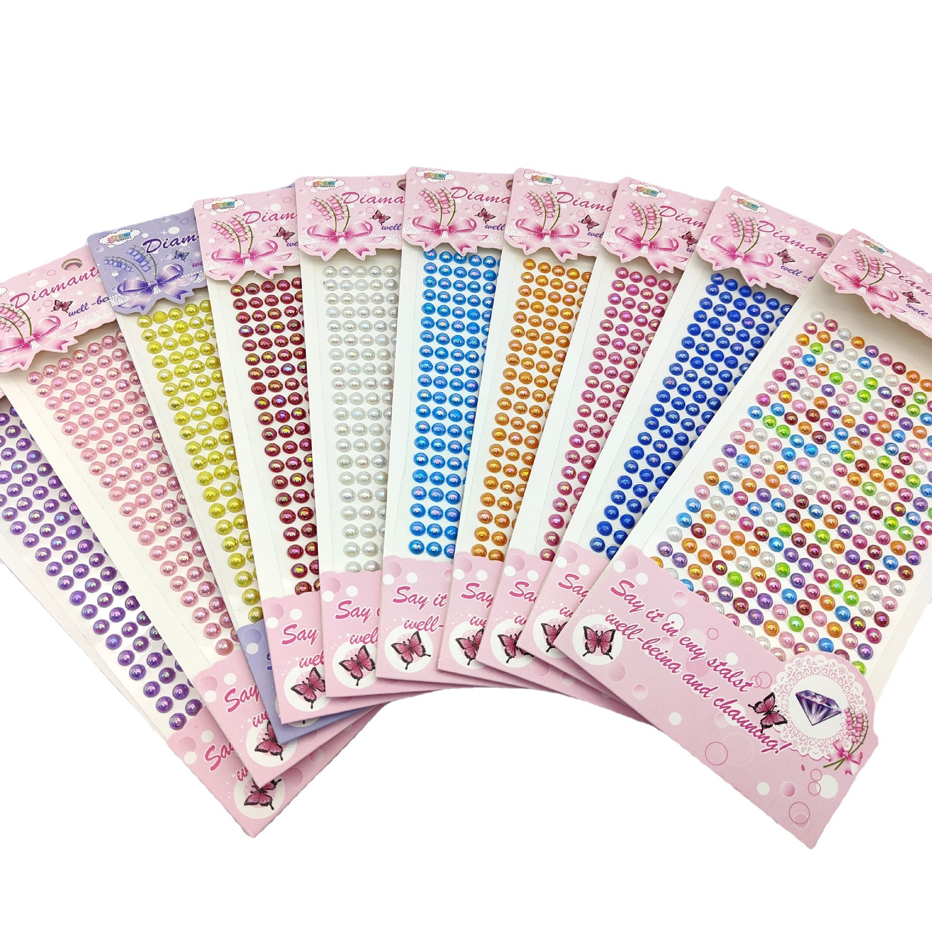 现货468mmAB彩珍珠实色珍珠彩钻儿童DIY装饰贴纸亚克力钻石贴纸详情图5