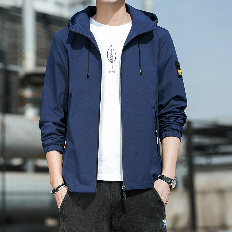 2022 New Spring Jacket, men's hooded jacket, youth fashion thin jacket, outdoor sports casual top, student details Picture