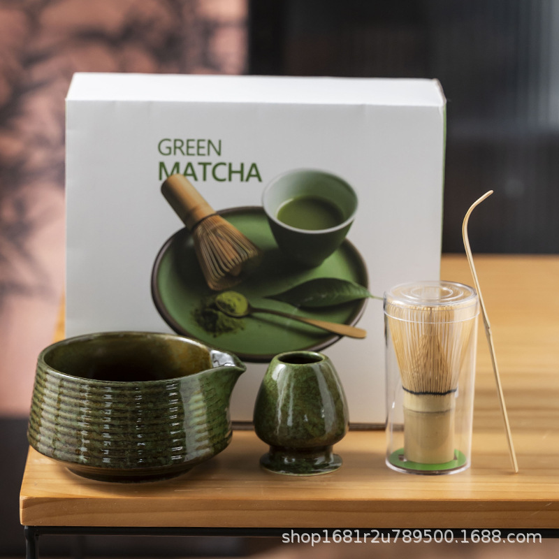 Cross-border Japanese-style kiln transformation retro matcha Hyabonri tools with spouts, Song Dynasty imitation tea whisking and beating utensils, tea set gift box details Picture