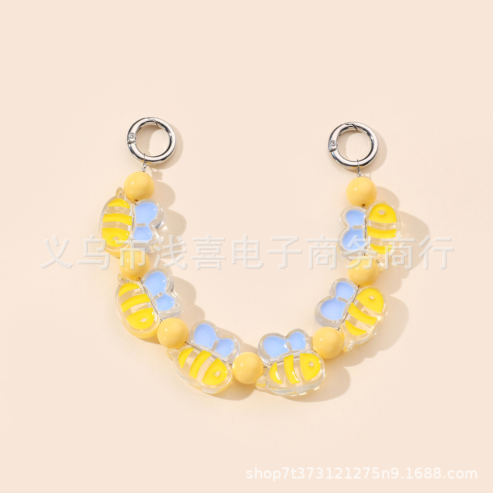 European and American InS-style cartoon acrylic round bead hand chain phone case diy accessory, mobile phone chain beaded for women Specification image
