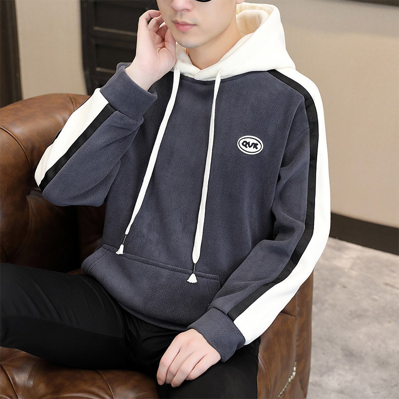 New trendy brand fleece hooded sweatshirt for spring, autumn and winter, fleece for teenagers, loose and warm woolen fleece jacket for men Item Picture
