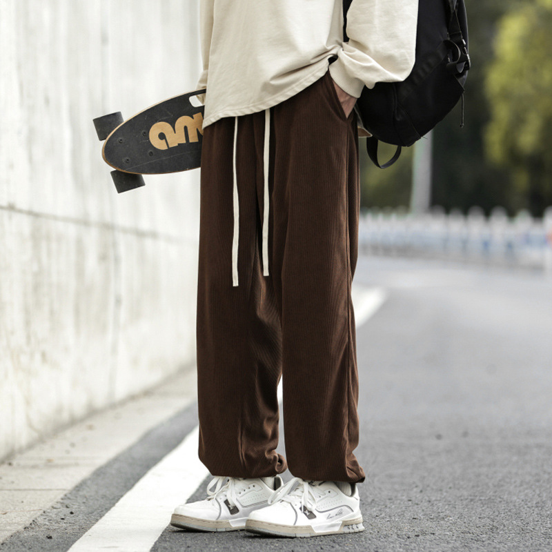 Autumn new casual pants, men's tapered nine-inch pants, loose Korean-style corduroy pants for teenagers, best-selling sweatpants, straight-leg pants Application Scenario