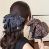 High-end checkered bow ponytail clip, feminine hair tie, half-tied hair clip, fashionable and laid-back style hair clip details Picture