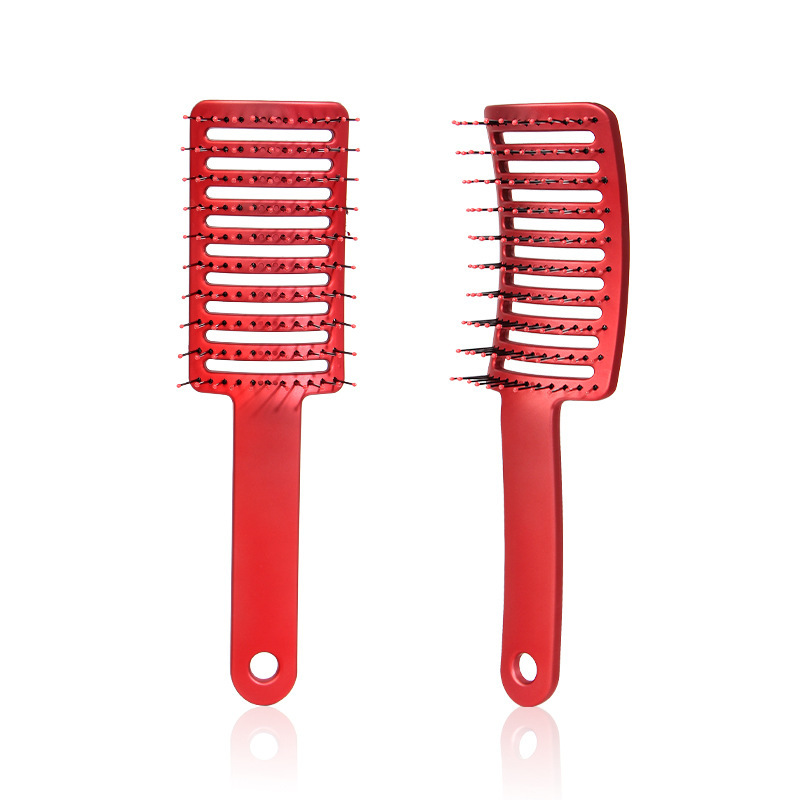 Cross-Border Hot Frosted Red Big Curved Comb For Men And Women Fluffy Styling Curly Hair Comb Straight Hair Rib Comb Wholesale Item Picture