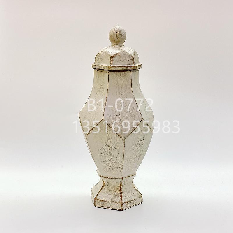 American country retro metal white ceramic vase decoration hand-painted storage jar ornament jar Golden castle vase Specification image