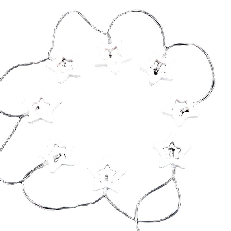 Wooden star light strings, LED light strings, festival lights, wooden art five-pointed star creative shaped lights, room Christmas decorative lights Item Picture