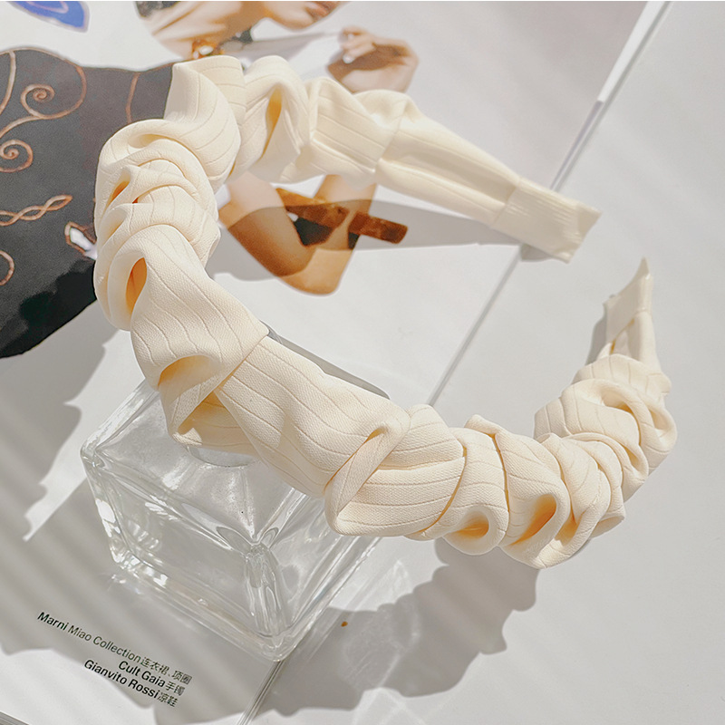 RUDAN韩版优雅简约小香风发箍高颅顶褶皱头箍女清新布艺洗脸发箍