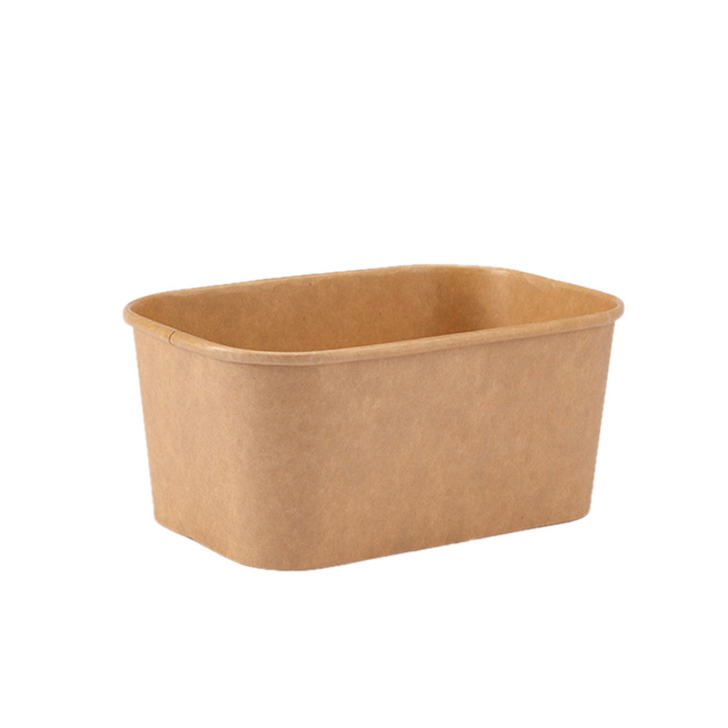 Disposable lunch box packing box, microwave-heated, food-grade, degradable, picnic marinated food takeout kraft paper lunch box Item Picture