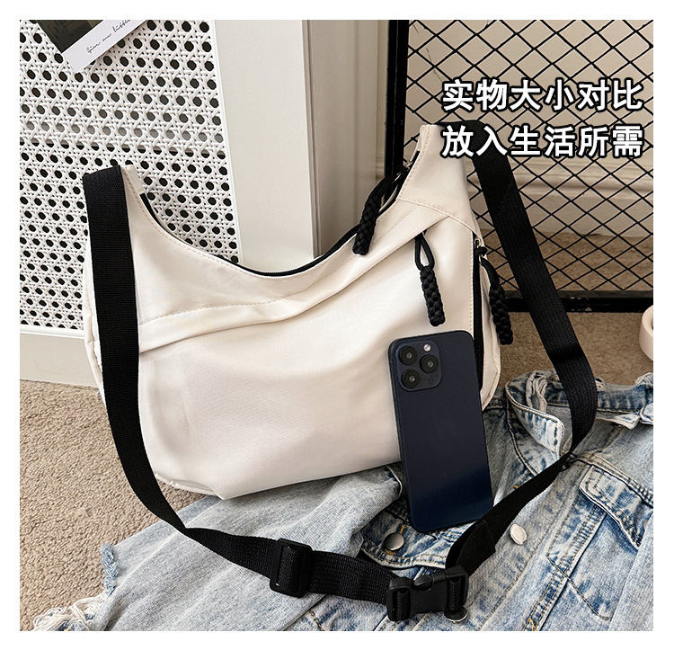 斜挎包女包简约时尚大容量轻便学生单肩健身包百搭跨境饺子包详情5
