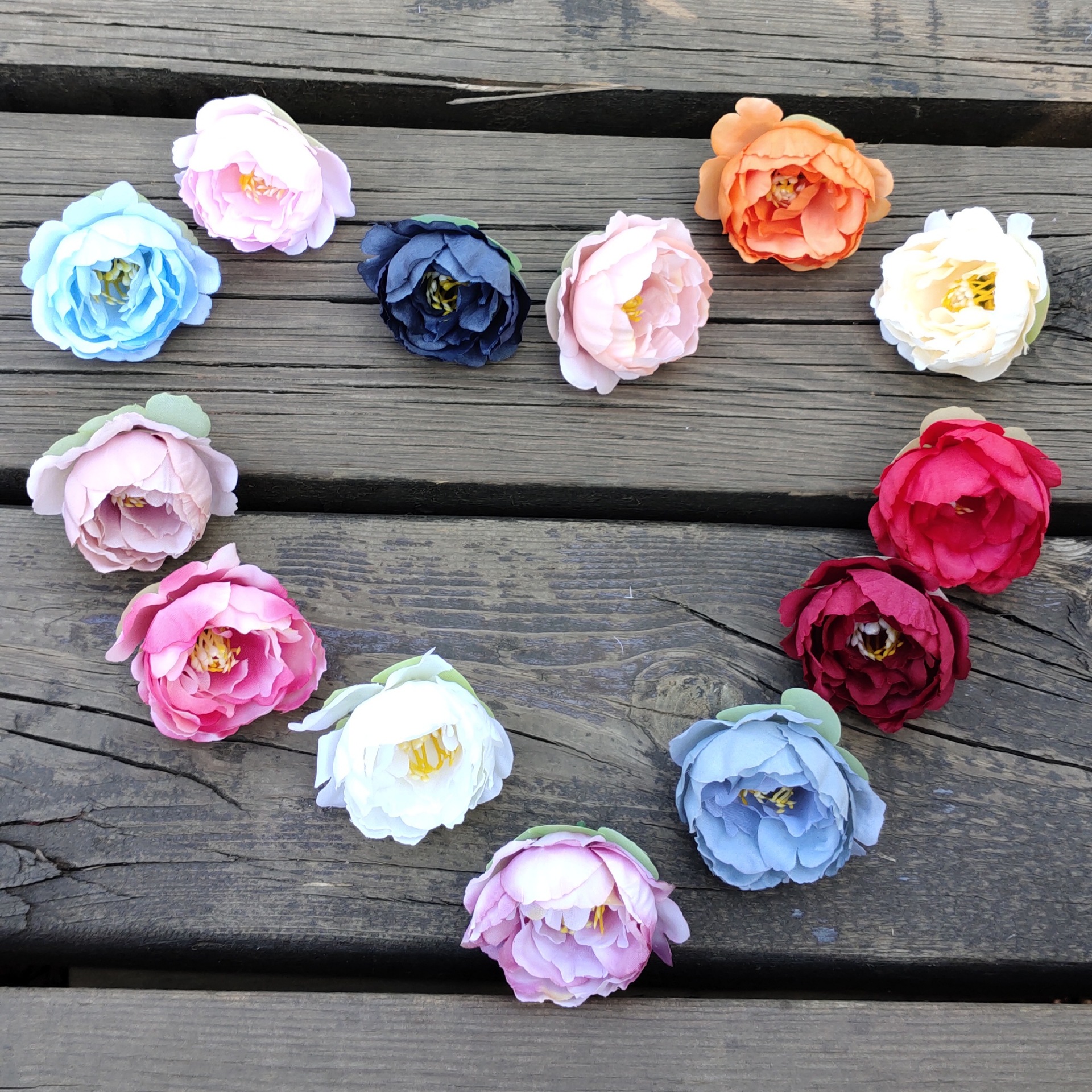Exquisite peony flower head simulation flower head, wedding road leading flower row base flower material, small peony flower head for home decoration details Picture