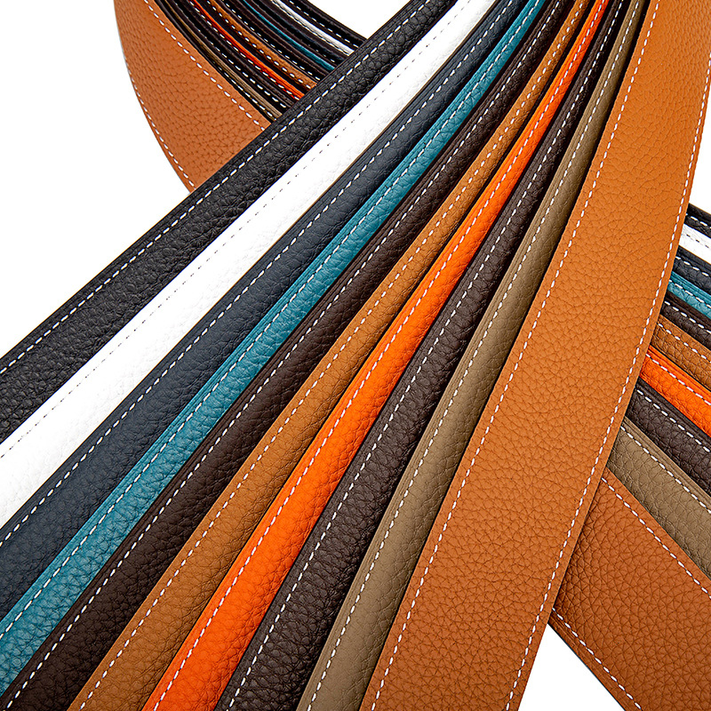 Love Horse Style Leather Belt For Men Without Buckle Smooth Strap Wholesale Headless Belt H Buckle Real Bull Belt Body details Picture