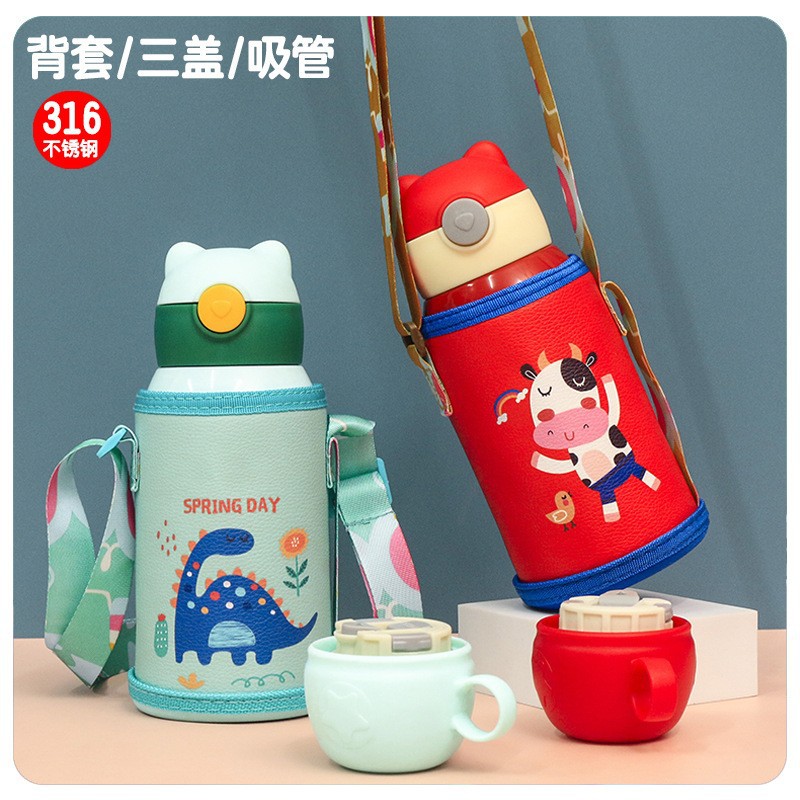 Kindergarten baby cartoon rabbit vacuum 316 stainless steel insulated cup, festival gift bouncy straw cup Application Scenario