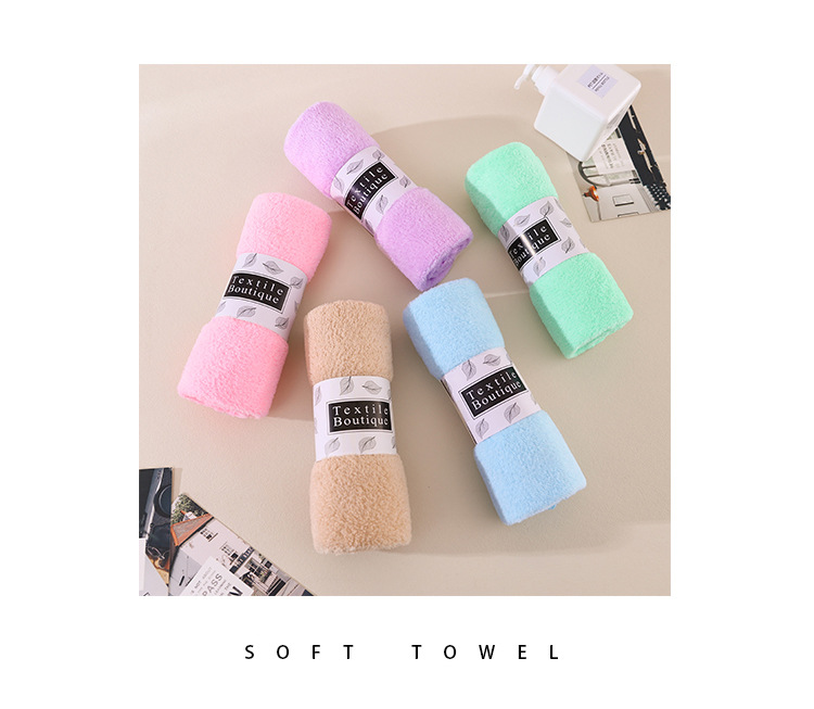 Wholesale and in-stock production of high-density coral fleece towels, water-absorbent, non-shedding, cut-down, waist band packaged gift towels pic 11