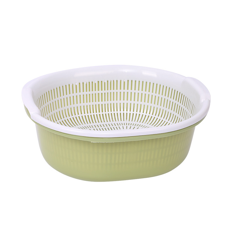 塑料双层沥水/大号洗菜盆/水果篮白底实物图