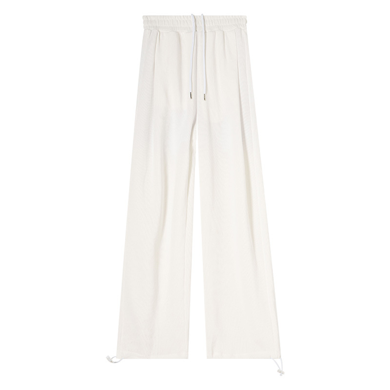 [Hanfei] Gray Sports Pants Women Small Wide Leg Pants Casual Bunched Footpants Plus Fleece Thick Pants Autumn And Winter Item Picture