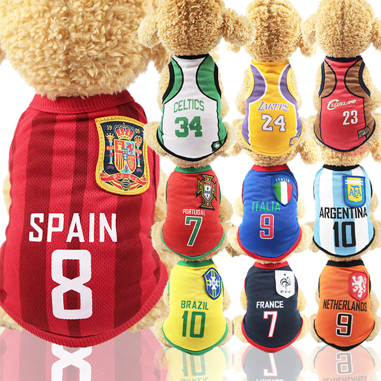 Pets, large, medium and small dogs, golden Retrievers, spring and summer mesh vests, World Cup football uniforms, basketball clothes, cat supplies Specification image
