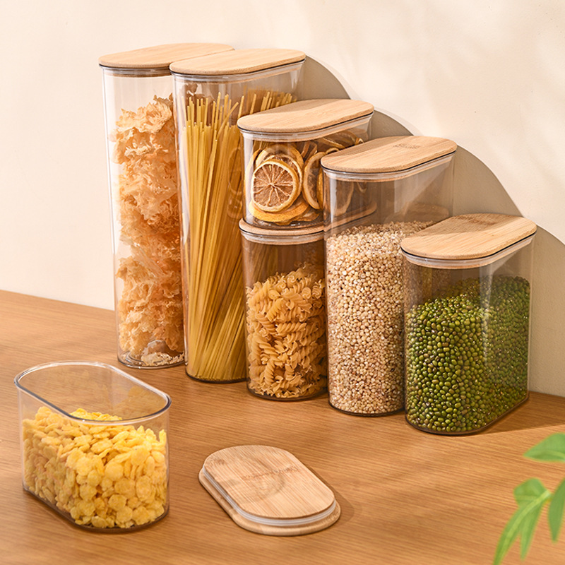 Household Kitchen Classification Sealed Jar Bamboo Lid Food Storage Jar Grain And Miscellaneous Grain Food Moisture-Proof Jar Storage Jar details Picture
