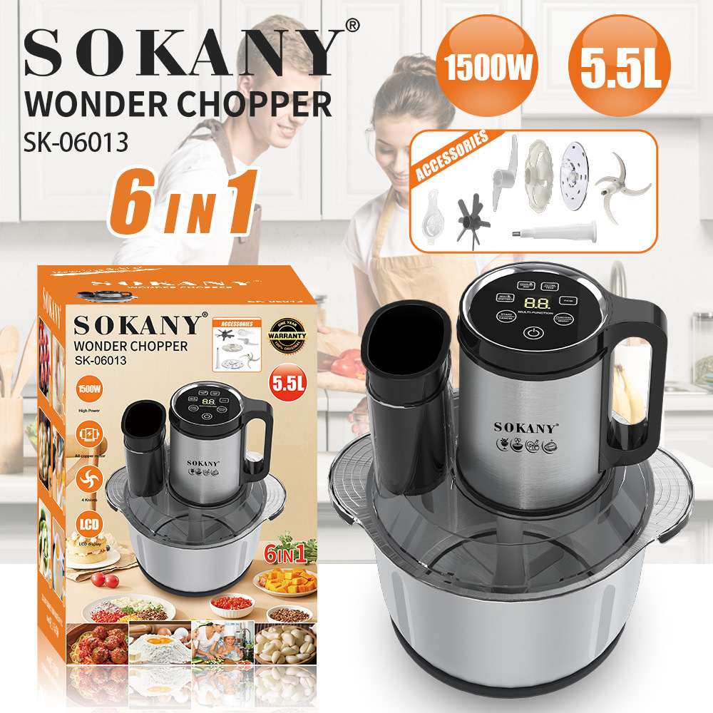 Comercio exterior exportación SOKANY06013 picadora de carne cocina doméstica 5.5L picadora de verduras cortador de rodajas mezclador de cocina