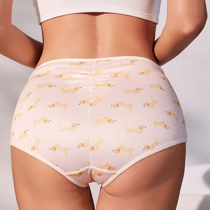 YANNI2024 Summer New Cross-border Underwear for Women, featuring a cute puppy pattern, breathable pure cotton crotch lift, quick-drying, comfortable and sporty high-elasticity women's underwear, available for wholesale on Amazon Application Scenario