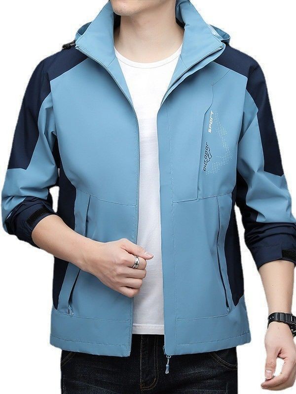 Middle-aged and young men's jacket, men's spring and autumn hooded top, 2023 new trendy casual down jacket for men