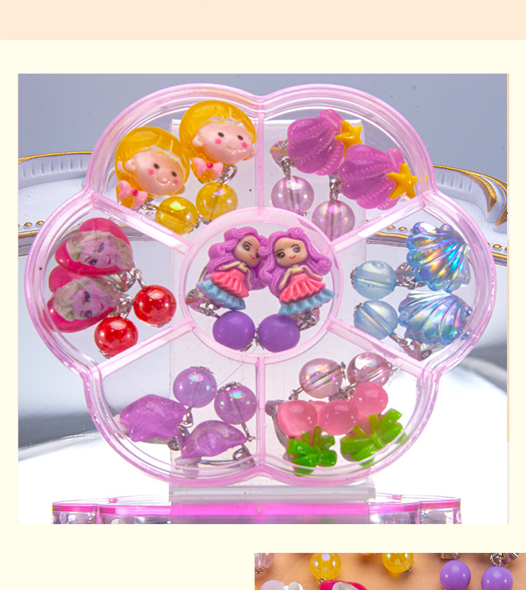 儿童耳夹7对梅花盒装无耳洞女童耳饰防痛耳环学生耳坠饰品套装详情13