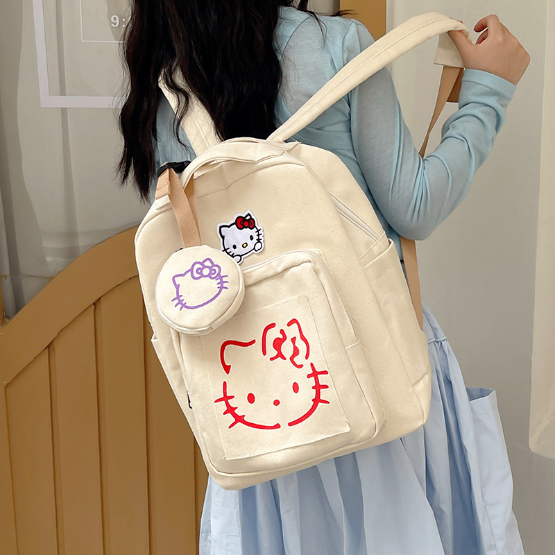 书包初中女生高中生2024新款可爱猫咪休闲学院风大学生双肩包背包