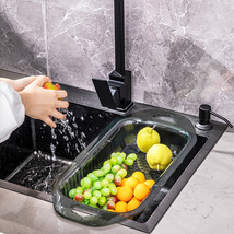 厨房用品伸缩洗菜盆沥水篮家用水果盘水槽滤水篮洗菜篮子置物架