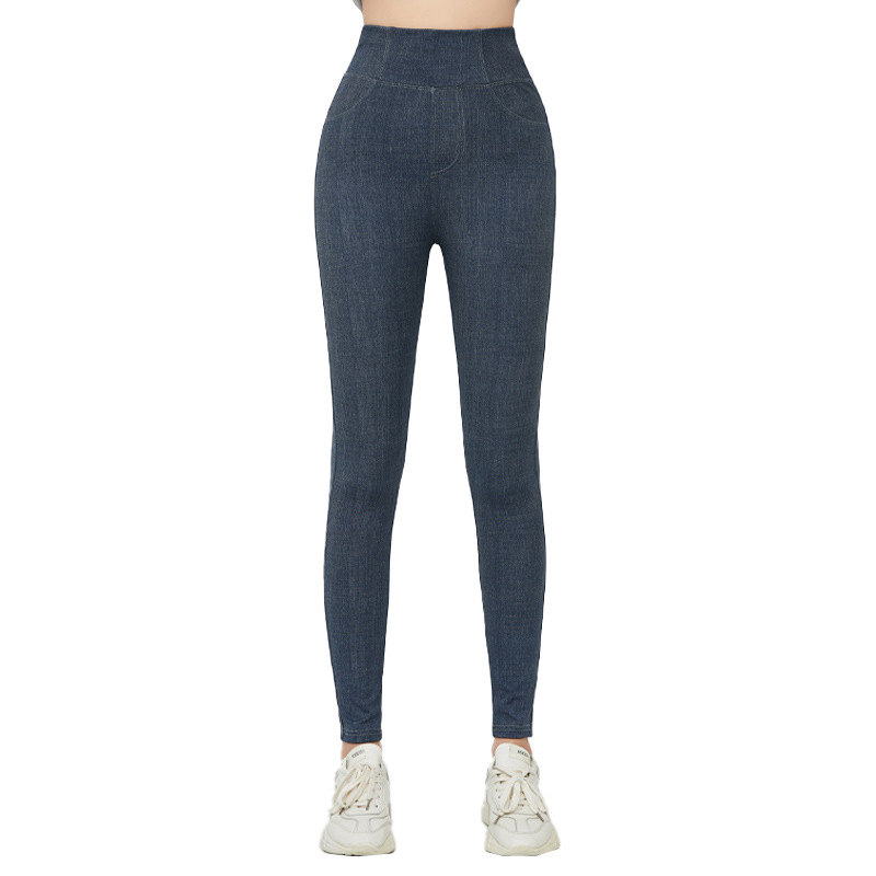 New plus-size women's printed denim Barbie pants, cross-border high-waisted, slimming, tight height, elastic and hip-lifting shark leggings Item Picture