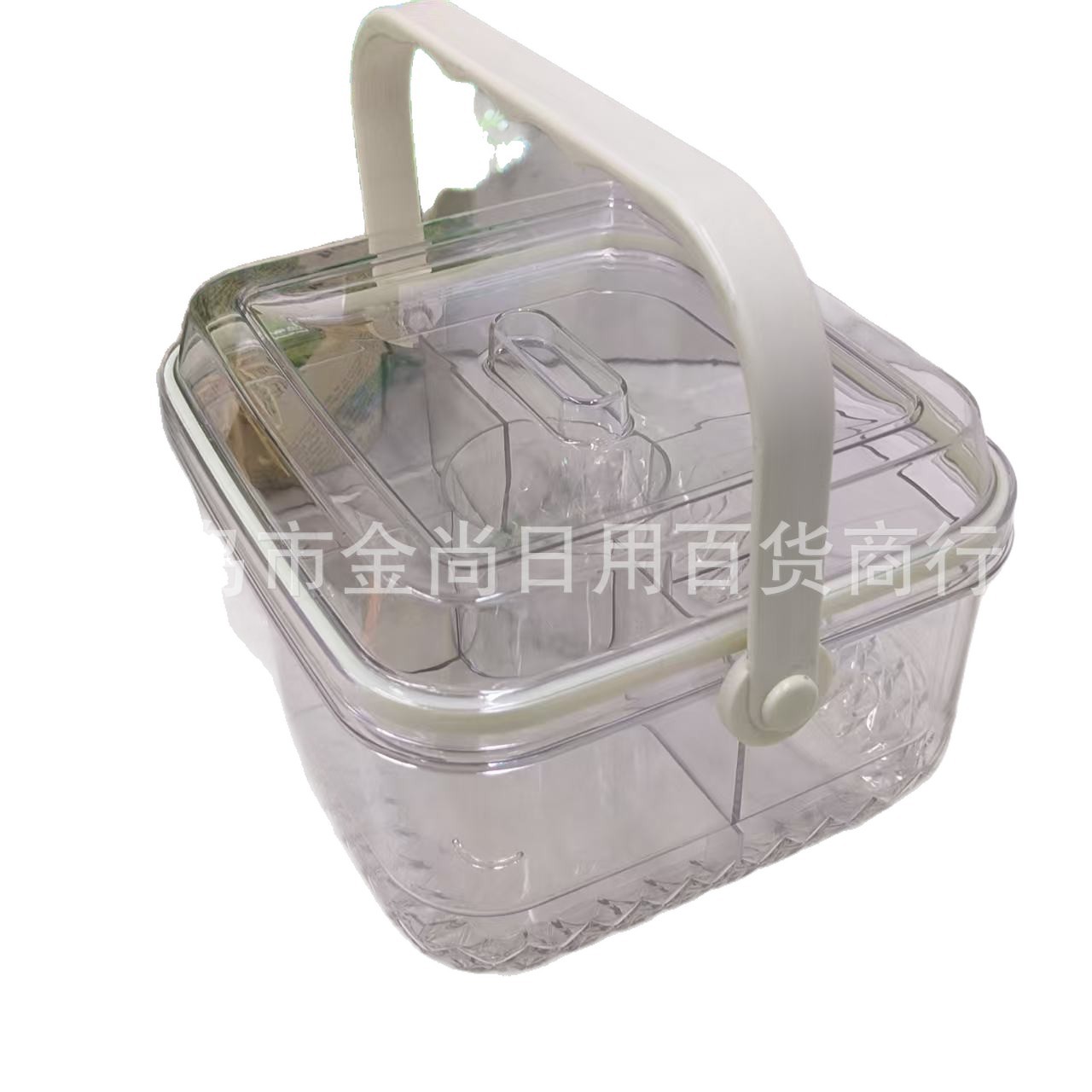 Wholesale of new hand-held square PET double-layer transparent snack and fruit ice bucket preservation boxes in kraft paper boxes Item Picture