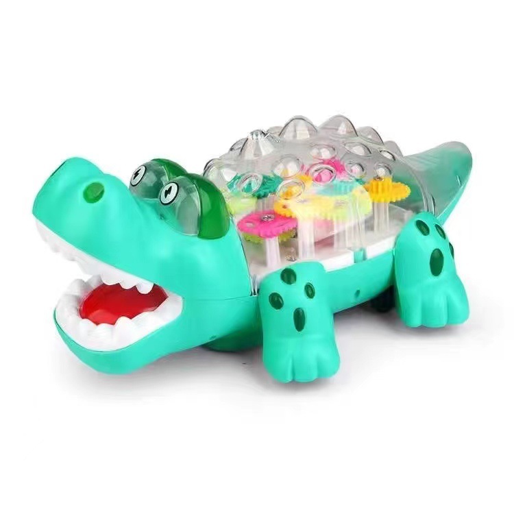 New electric Q-cute big crocodile toy, universal transparent toothwheel running animal model, festival lantern details Picture